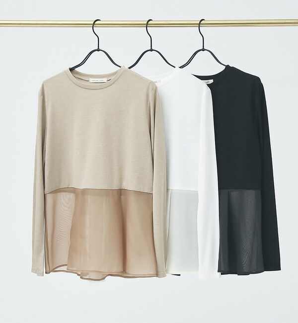 abahouse mavie「シアーコンビ・レイヤードインナー」|Tシャツ・カットソー|ベージュ