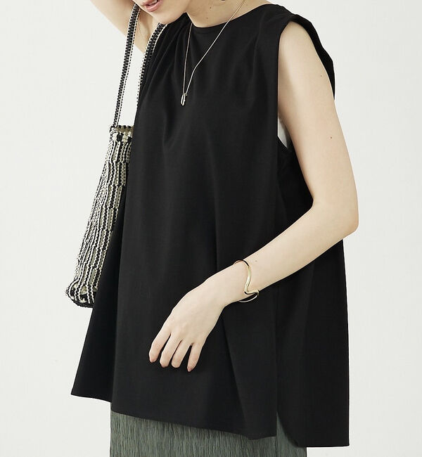 abahouse mavie「タックロングタンク」|Tシャツ・カットソー|ブラック