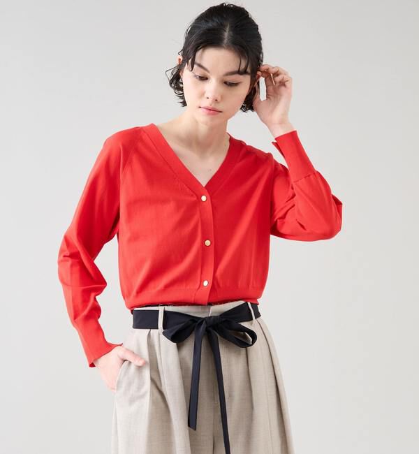 TIARA「ゴールドボタンカーディガン」|カーディガン|レッド