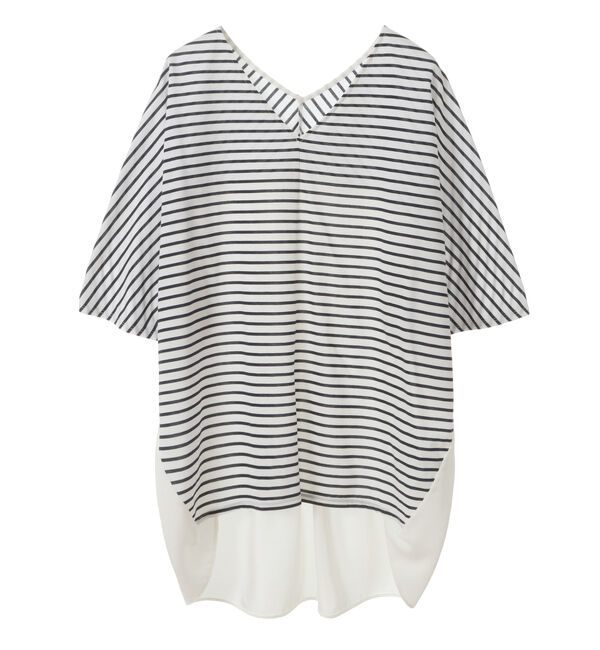 Liesse「Vネック布帛コンビトップス」|Tシャツ・カットソー|