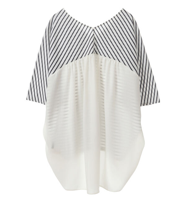 Liesse「Vネック布帛コンビトップス」|Tシャツ・カットソー|