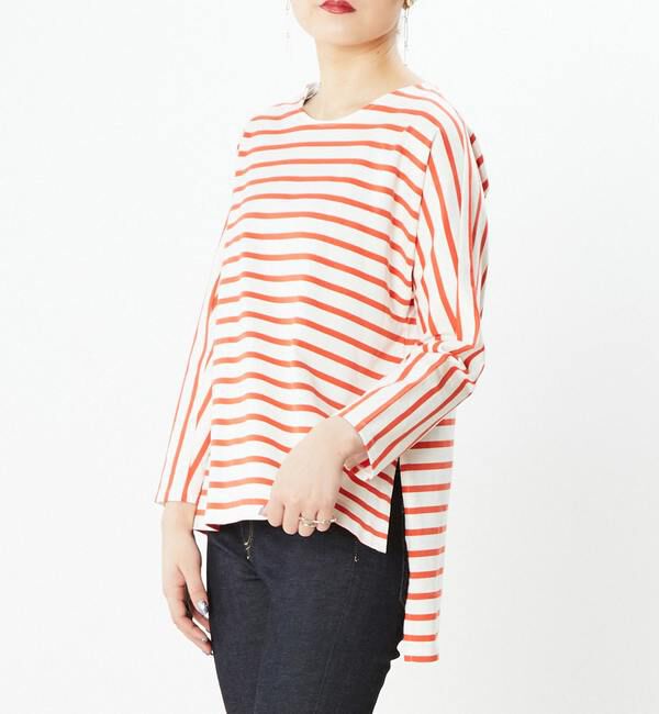  「予約受付2/28（月）まで！！【STELLA CIFFON】ドルマンスリーブボーダートップス」|Tシャツ・カットソー|ホワイト系その他