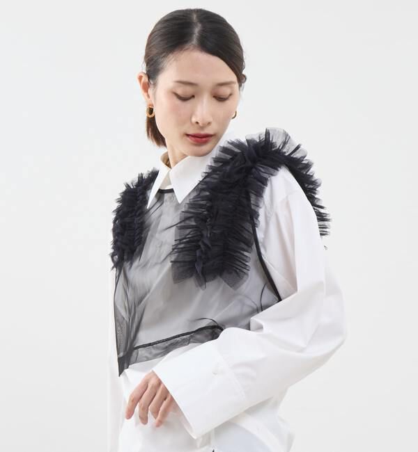 SOFFITTO「ストレッチチュールフリルシアーベスト」|Tシャツ・カットソー|
