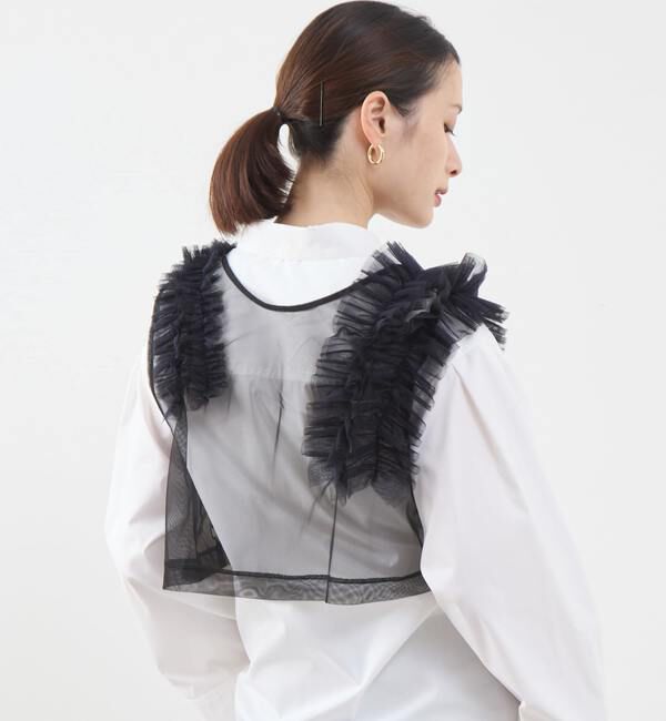 SOFFITTO「ストレッチチュールフリルシアーベスト」|Tシャツ・カットソー|