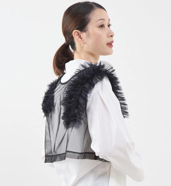 SOFFITTO「ストレッチチュールフリルシアーベスト」|Tシャツ・カットソー|