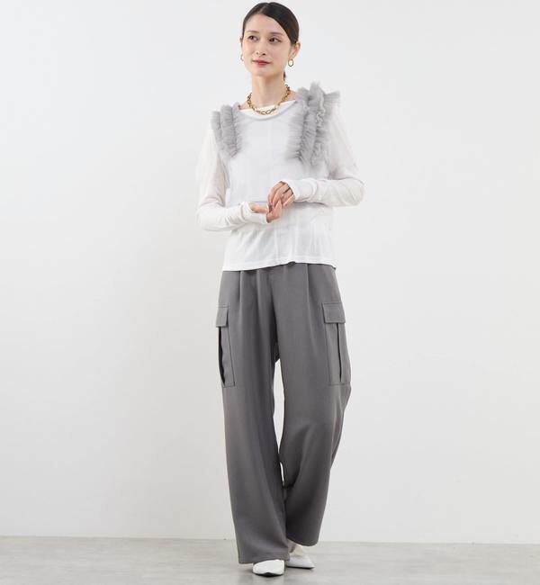 SOFFITTO「ストレッチチュールフリルシアーベスト」|Tシャツ・カットソー|