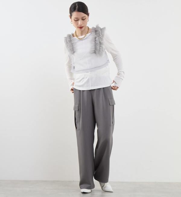 SOFFITTO「ストレッチチュールフリルシアーベスト」|Tシャツ・カットソー|