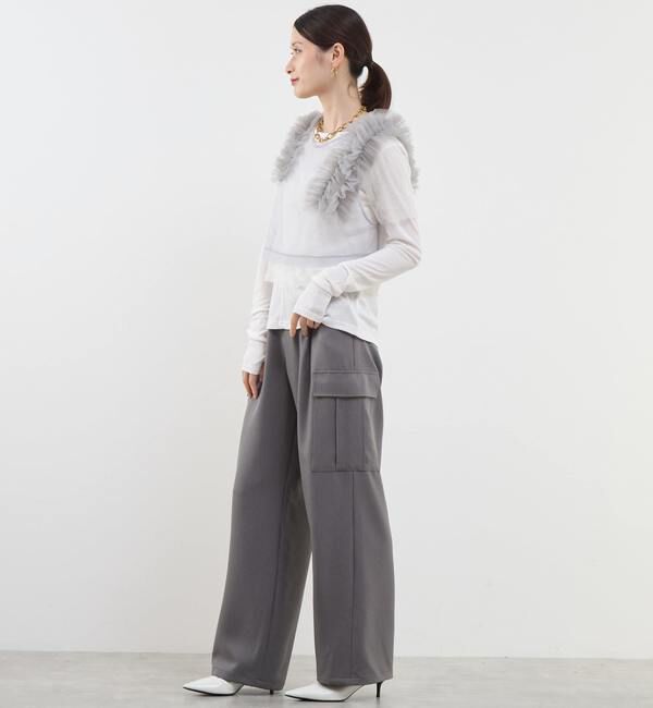 SOFFITTO「ストレッチチュールフリルシアーベスト」|Tシャツ・カットソー|