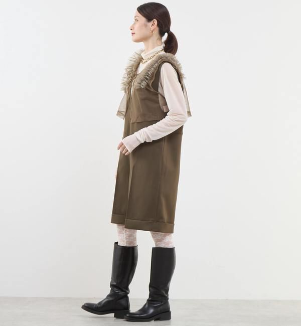 SOFFITTO「ストレッチチュールフリルシアーベスト」|Tシャツ・カットソー|