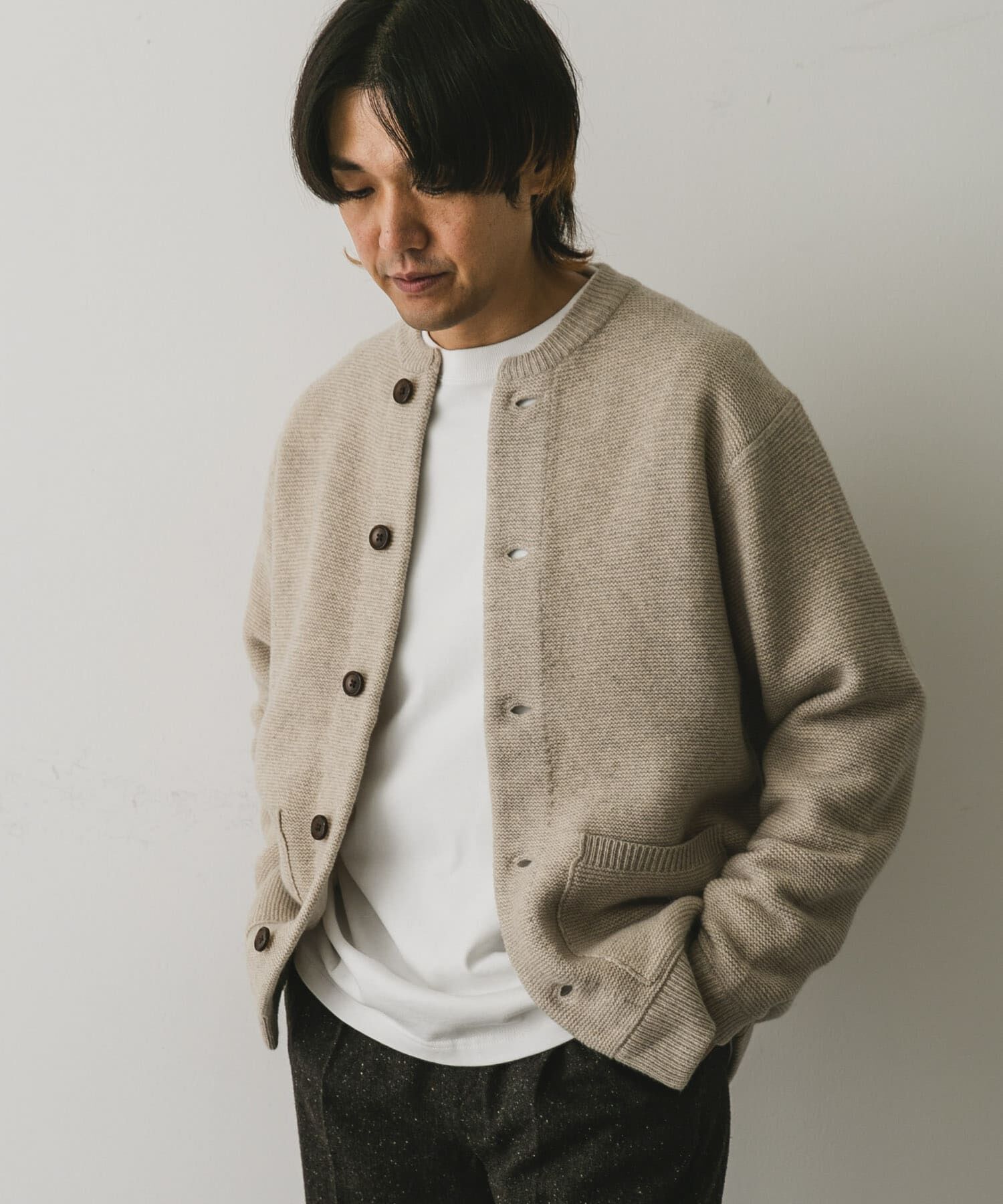 URBAN RESEARCH DOORS「『XLサイズ/WEB限定』ハミルトンウールガーターカーディガン」|カーディガン|