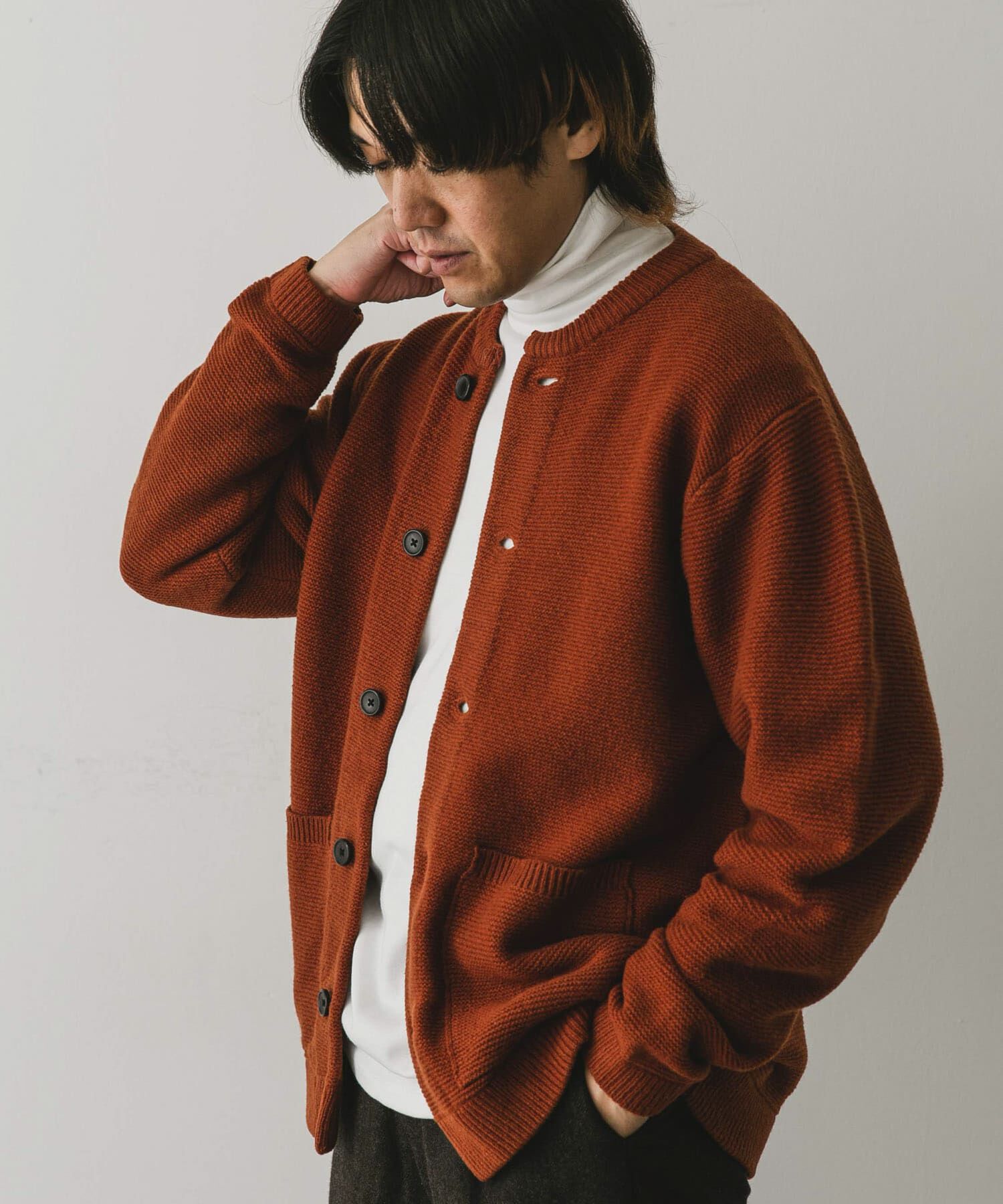 URBAN RESEARCH DOORS「『XLサイズ/WEB限定』ハミルトンウールガーターカーディガン」|カーディガン|