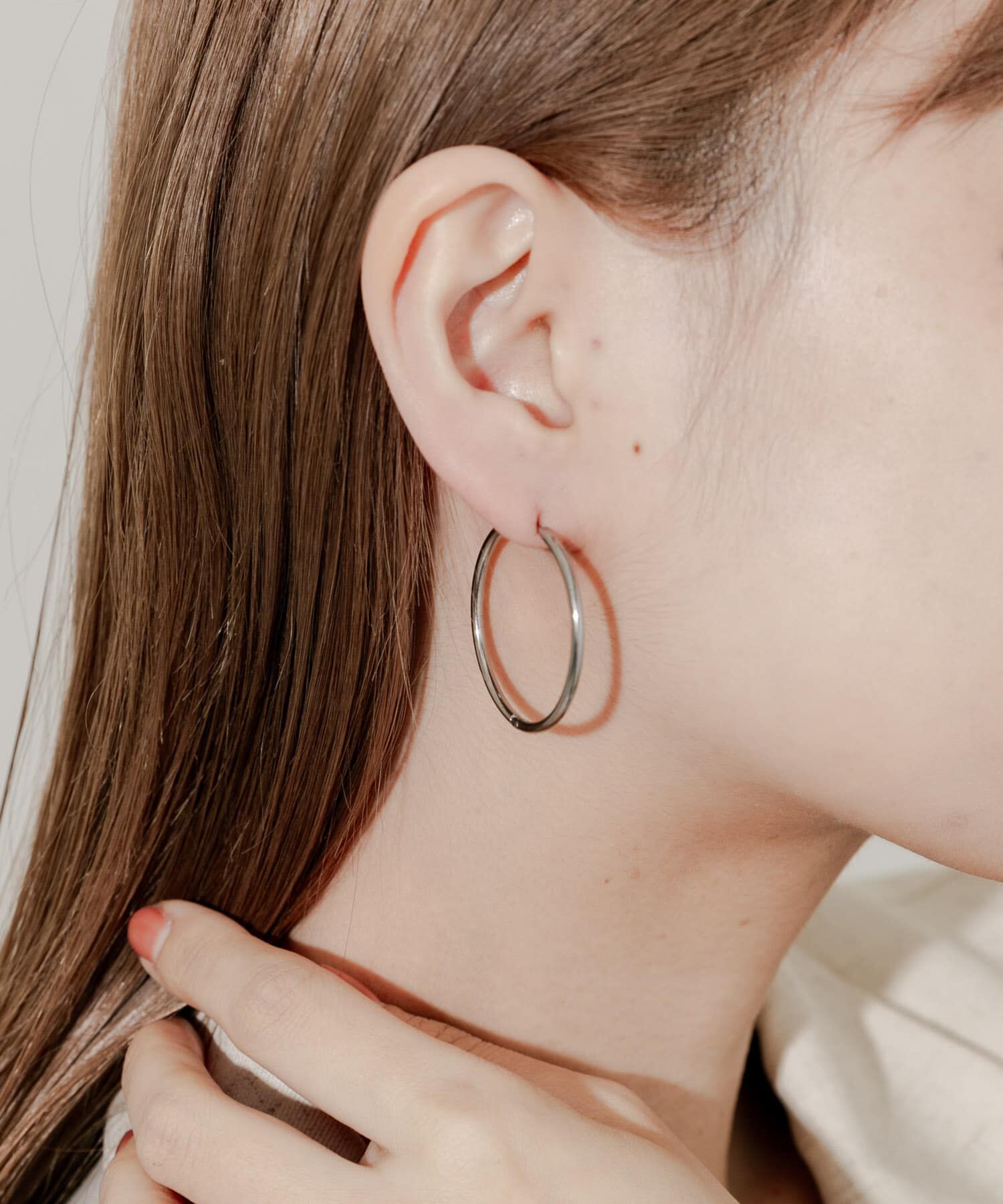 SMELLY「ステンレスフープピアス30mm」|ピアス|シルバー