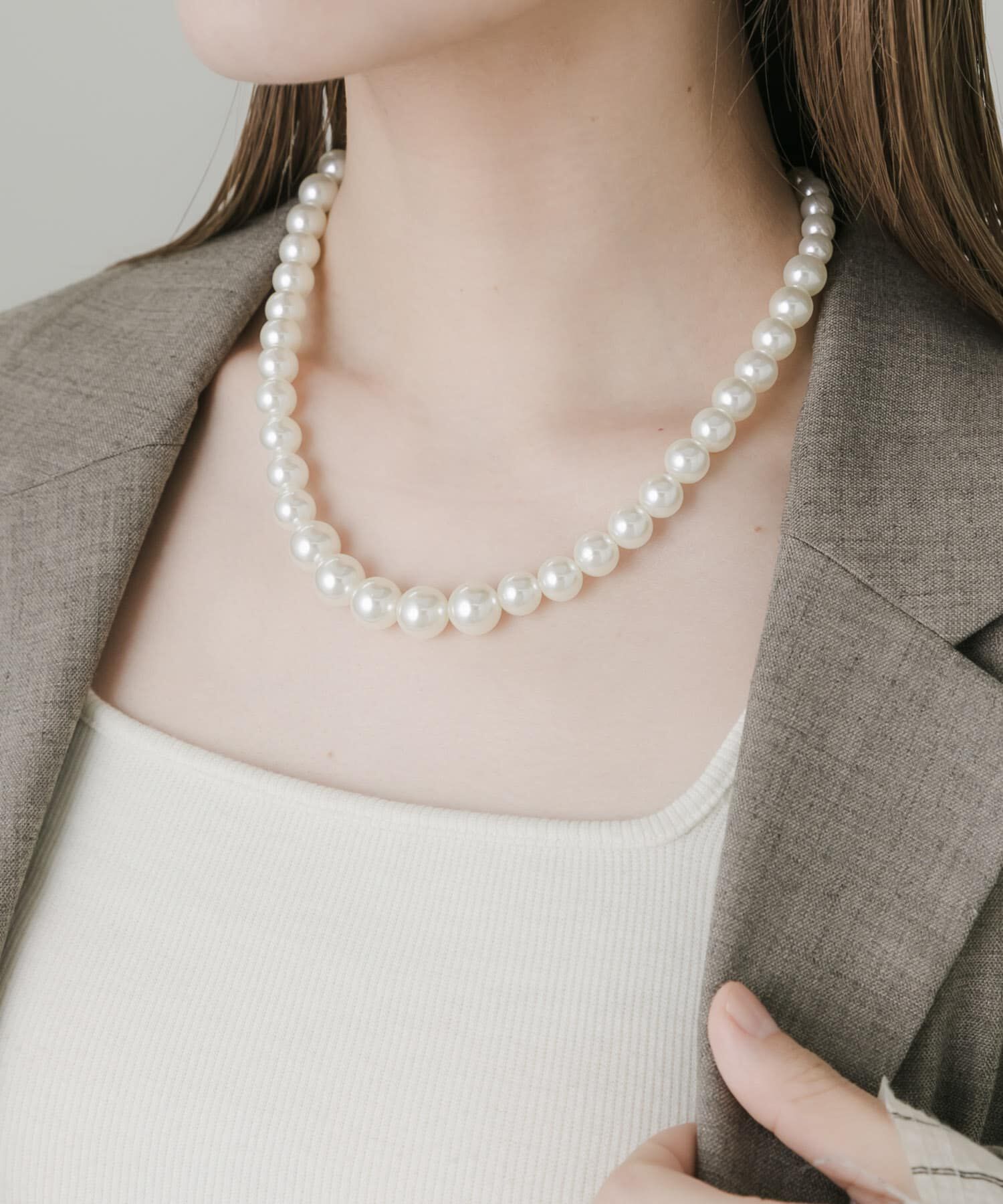 SMELLY「シアーリボンパールネックレス」|ネックレス|