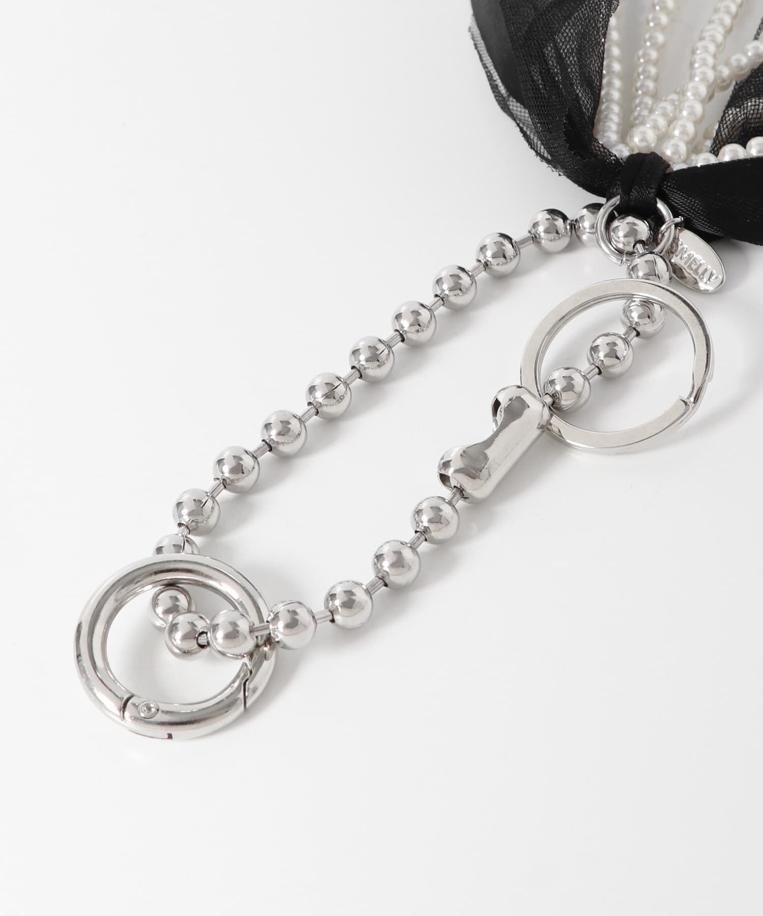 SMELLY「チュールリボンパールキーチェーン」|チャーム・キーホルダー|