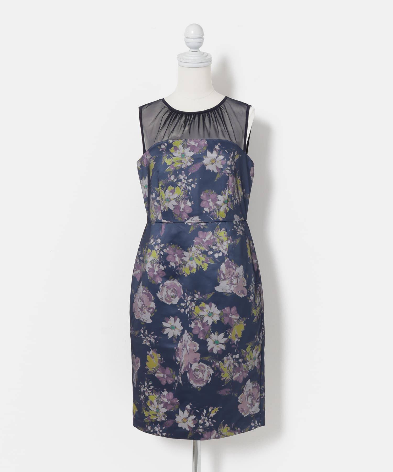 URBAN RESEARCH ROSSO「kaene　チュール&times;フラワープリントドレス&there4;」|ワンピース|ブルー系その他