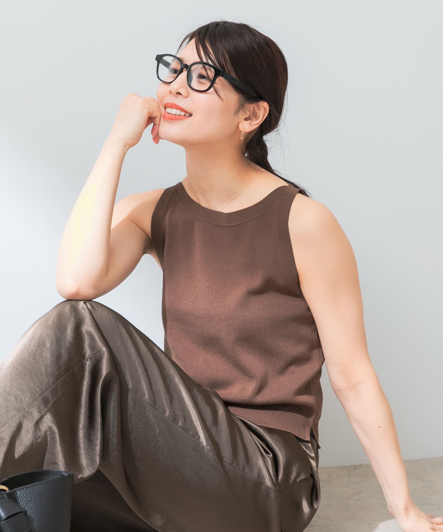 URBAN RESEARCH ROSSO「F by ROSSO　ウォッシャブルミラノリブアメスリニット」|ニット・セーター|ブラウン