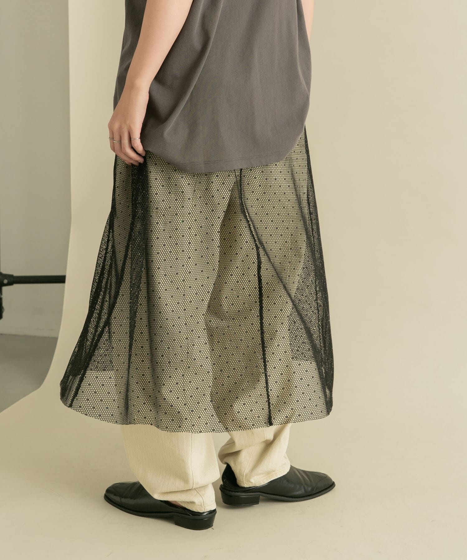  「メッシュラインレイヤードスカート」|スカート|