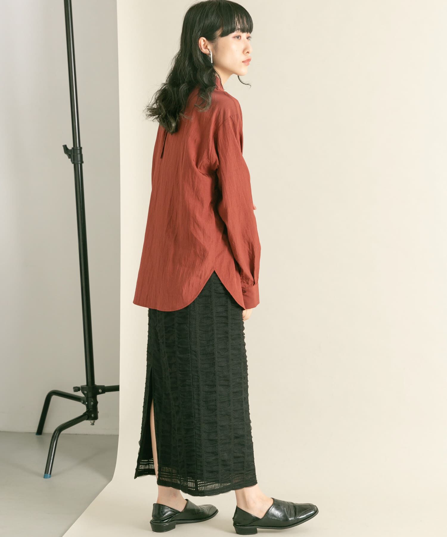  「シャーリングIラインスカート」|スカート|