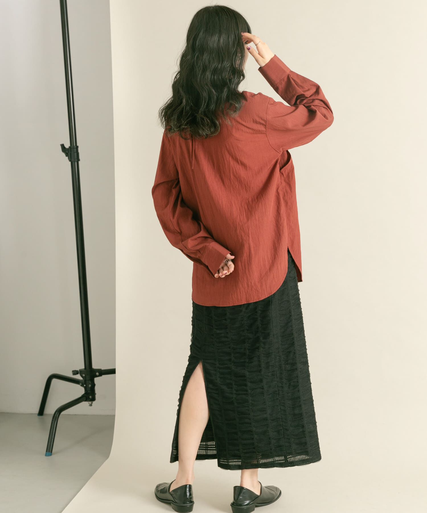  「シャーリングIラインスカート」|スカート|