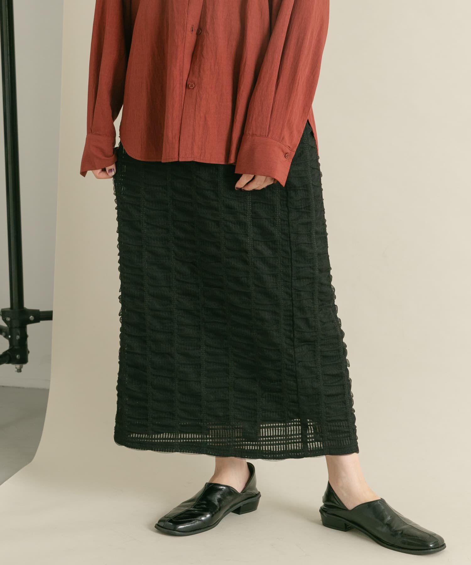  「シャーリングIラインスカート」|スカート|