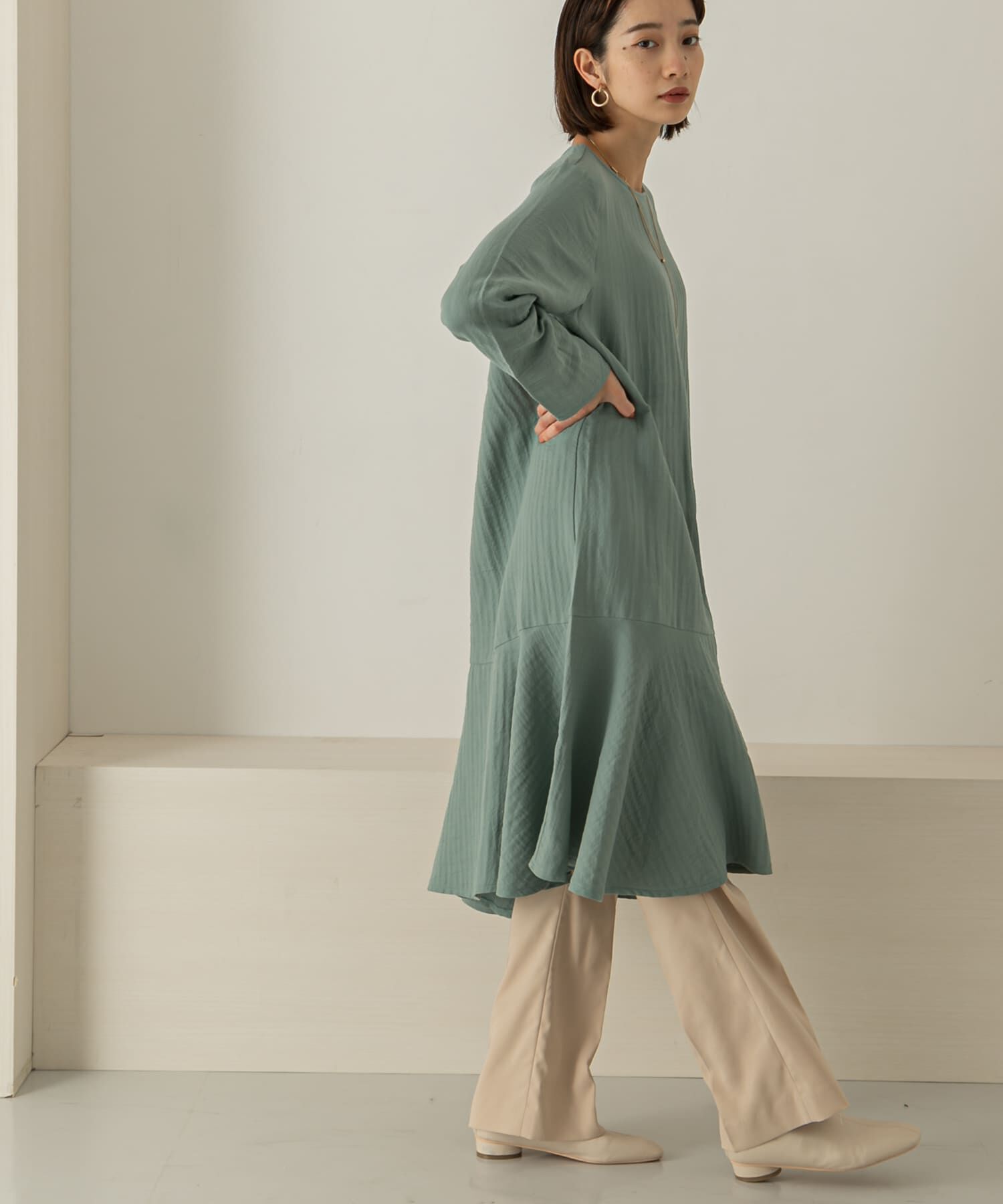  「ガーゼペプラムワンピース」|ワンピース|