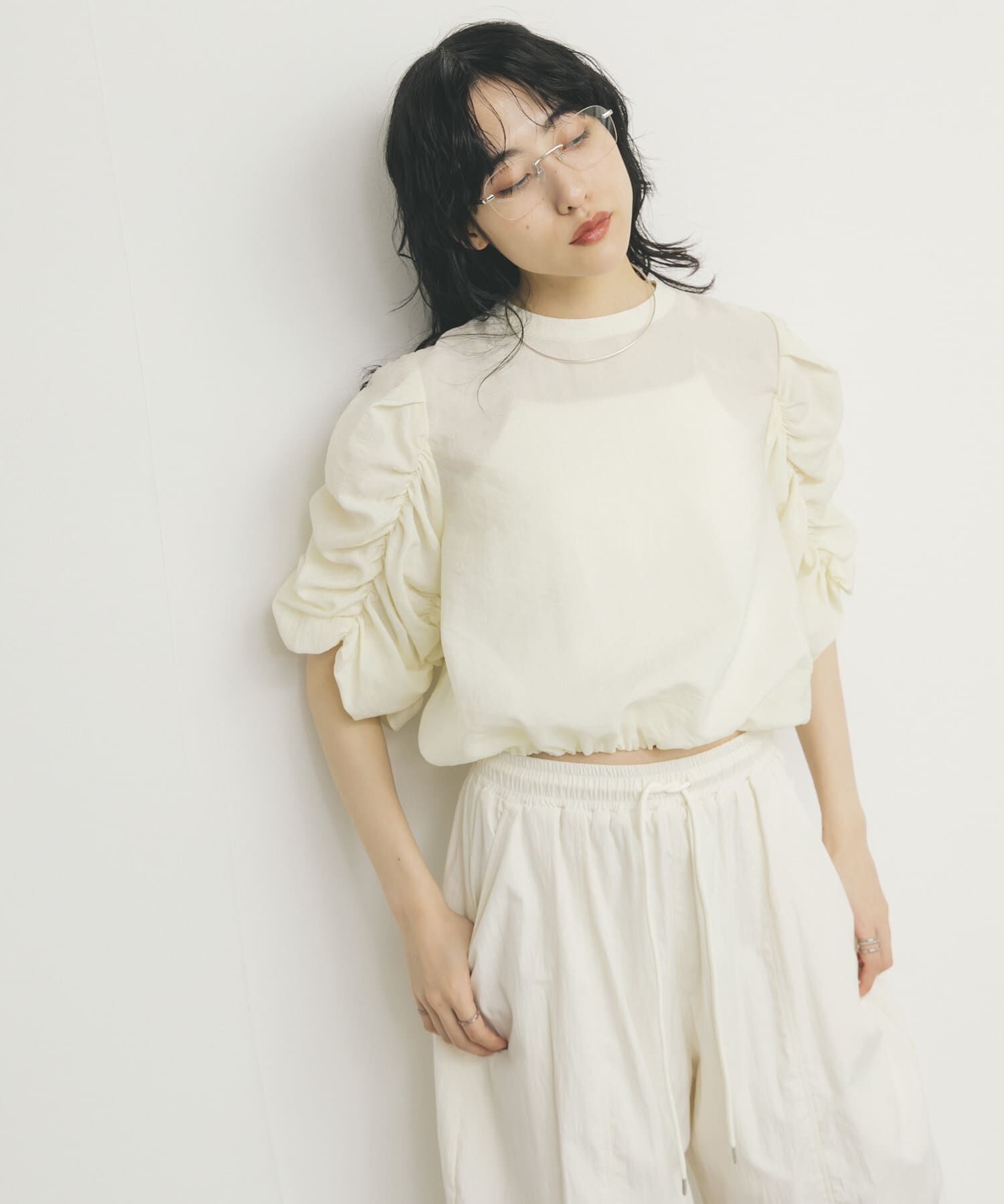  「シャーリングスリーブブラウス」|シャツ・ブラウス|