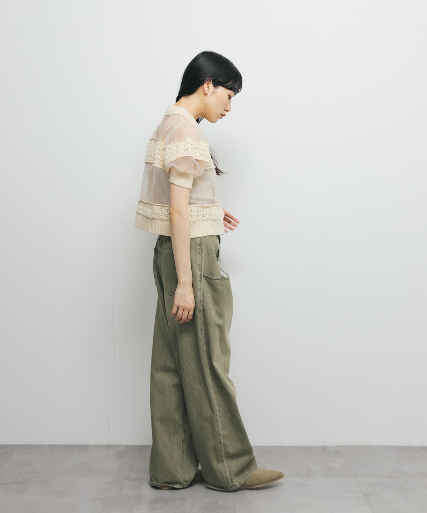  「クロシェニットドッキングブラウス」|シャツ・ブラウス|