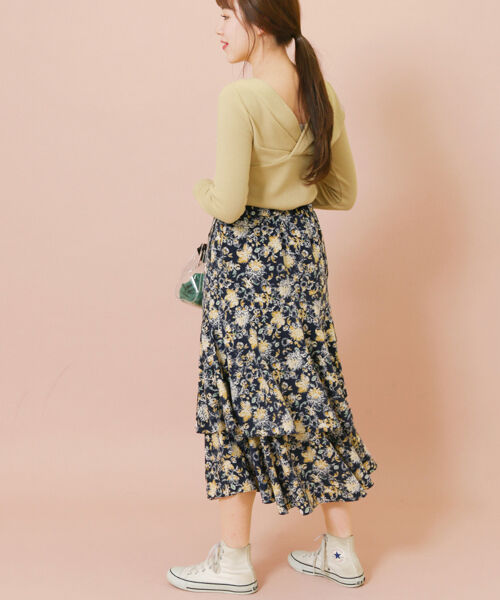  「KBF+　フラワープリントボリュームスカート」|スカート|