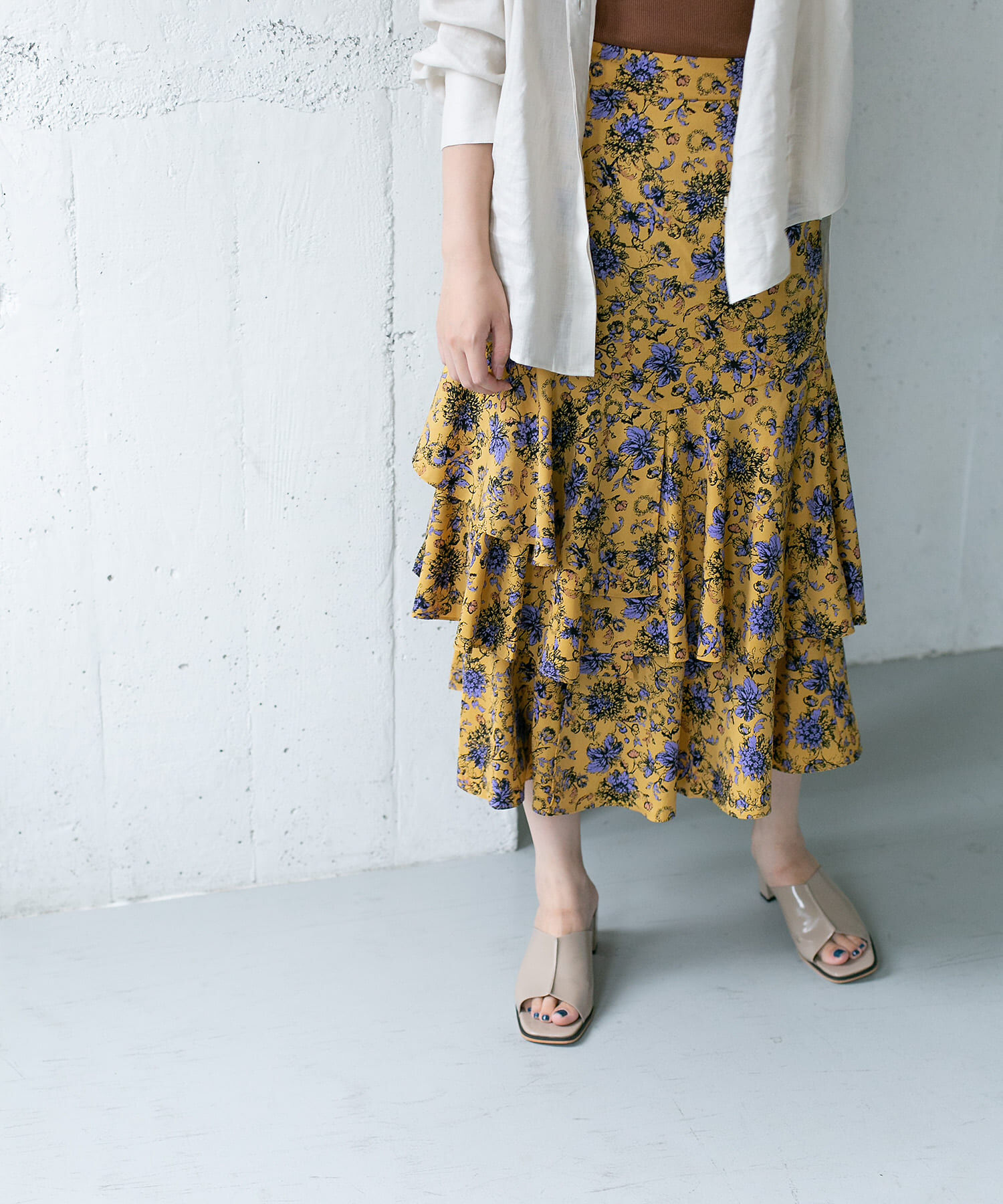  「KBF+　フラワープリントボリュームスカート」|スカート|