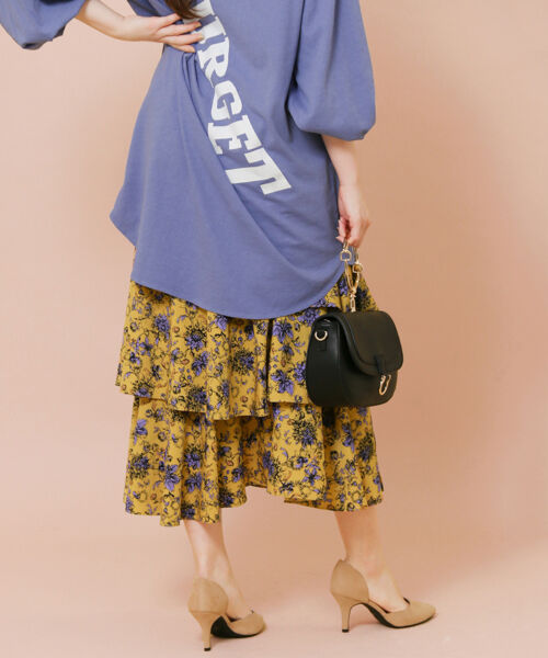  「KBF+　フラワープリントボリュームスカート」|スカート|