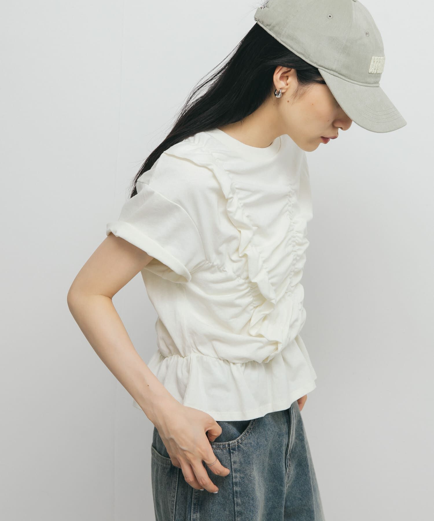  「シャーリングデザインTEE」|Tシャツ・カットソー|