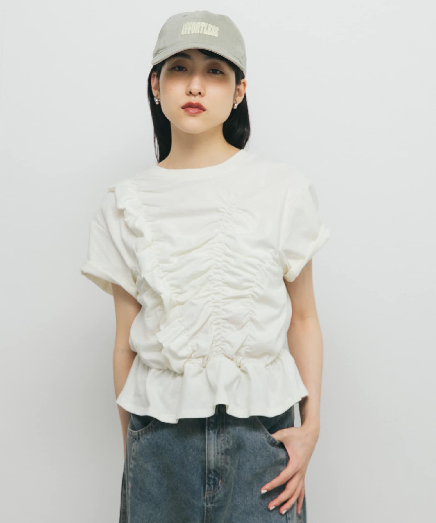  「シャーリングデザインTEE」|Tシャツ・カットソー|