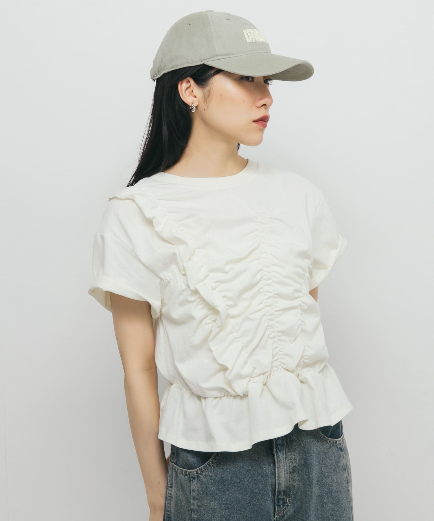  「シャーリングデザインTEE」|Tシャツ・カットソー|