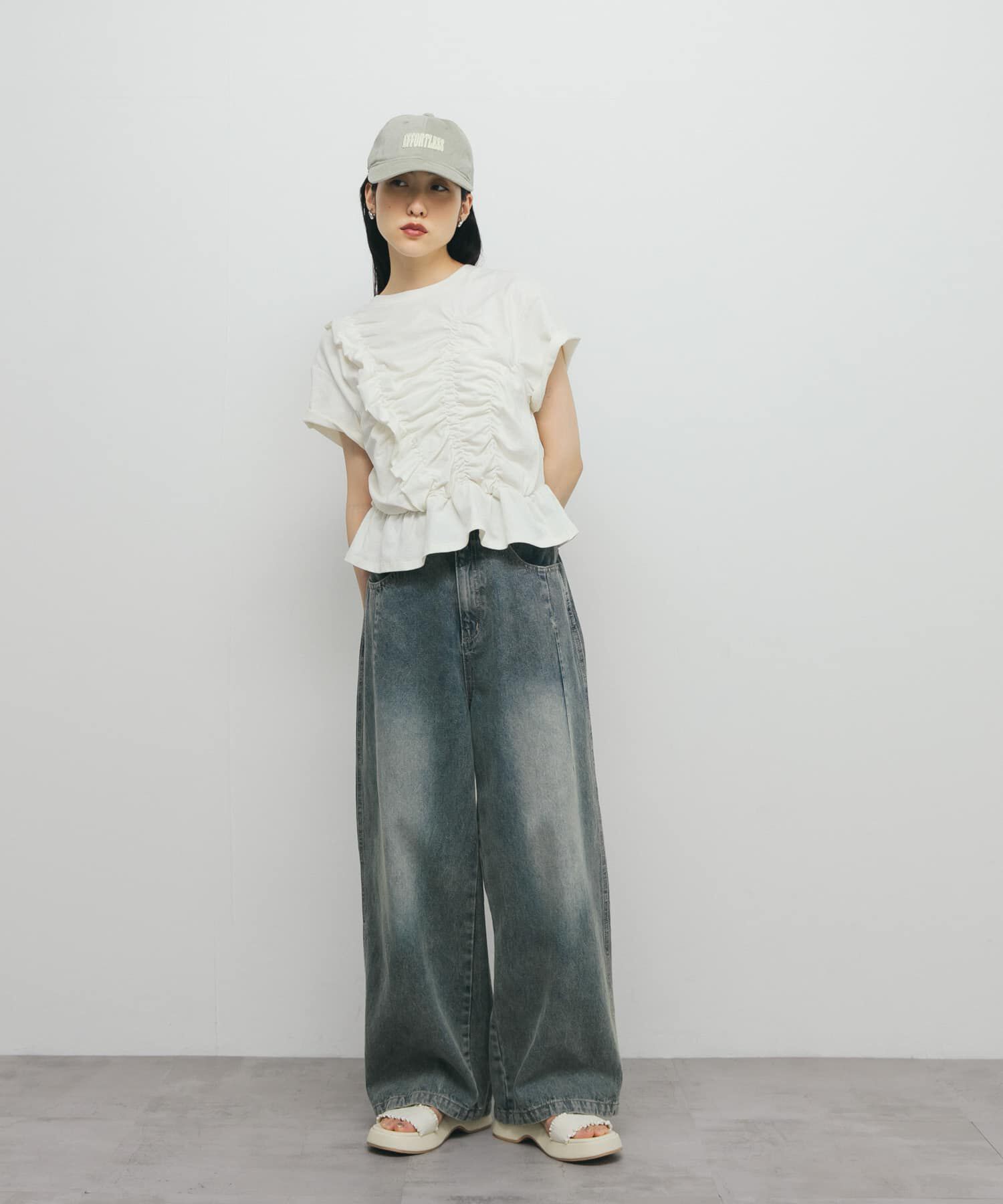  「シャーリングデザインTEE」|Tシャツ・カットソー|