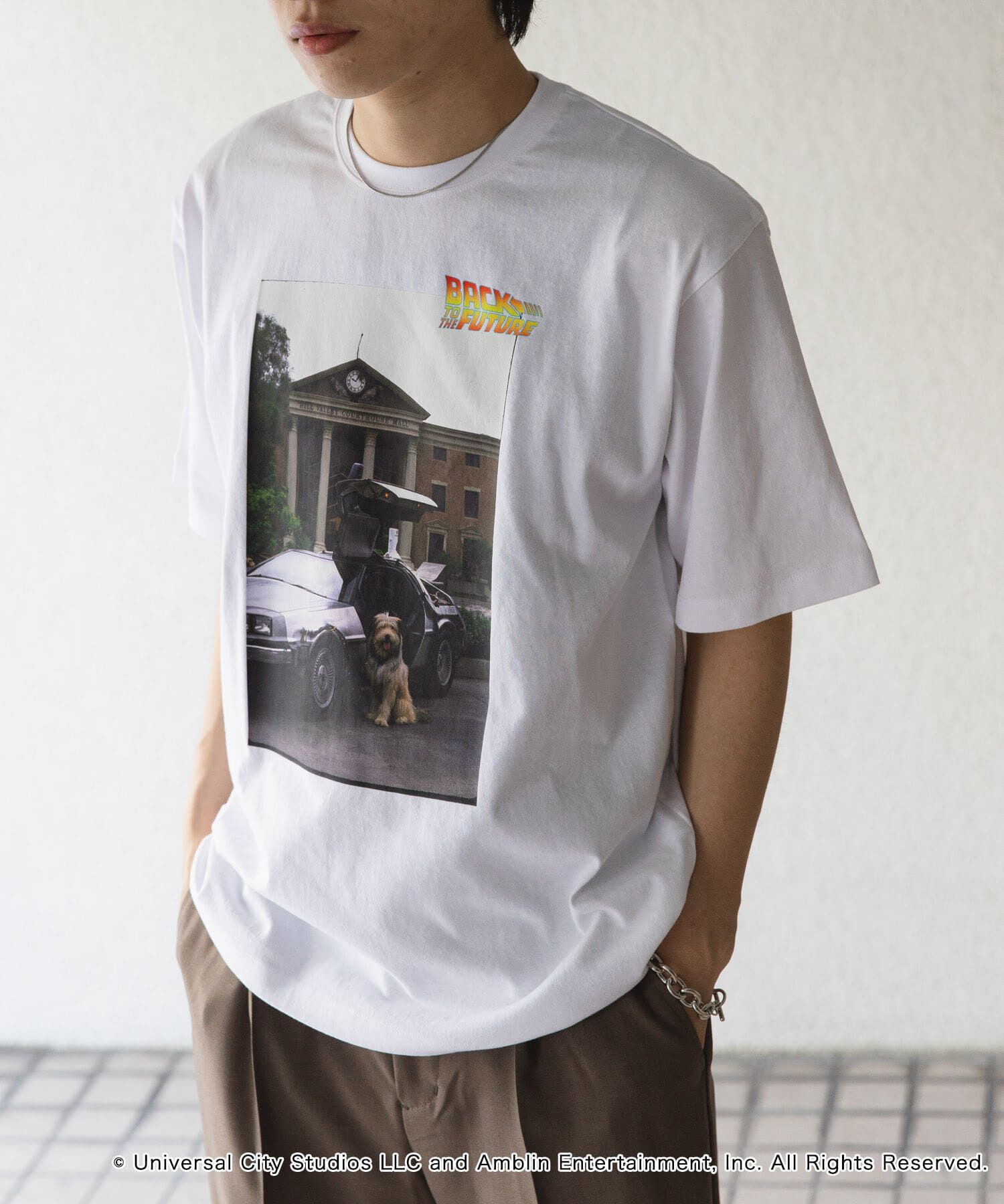 SENSE OF PLACE by URBAN RESEARCH「『別注』SENSE OF PLACE&times;BTTF　クルーネックプリントTシャツ B」|Tシャツ・カットソー|ホワイト