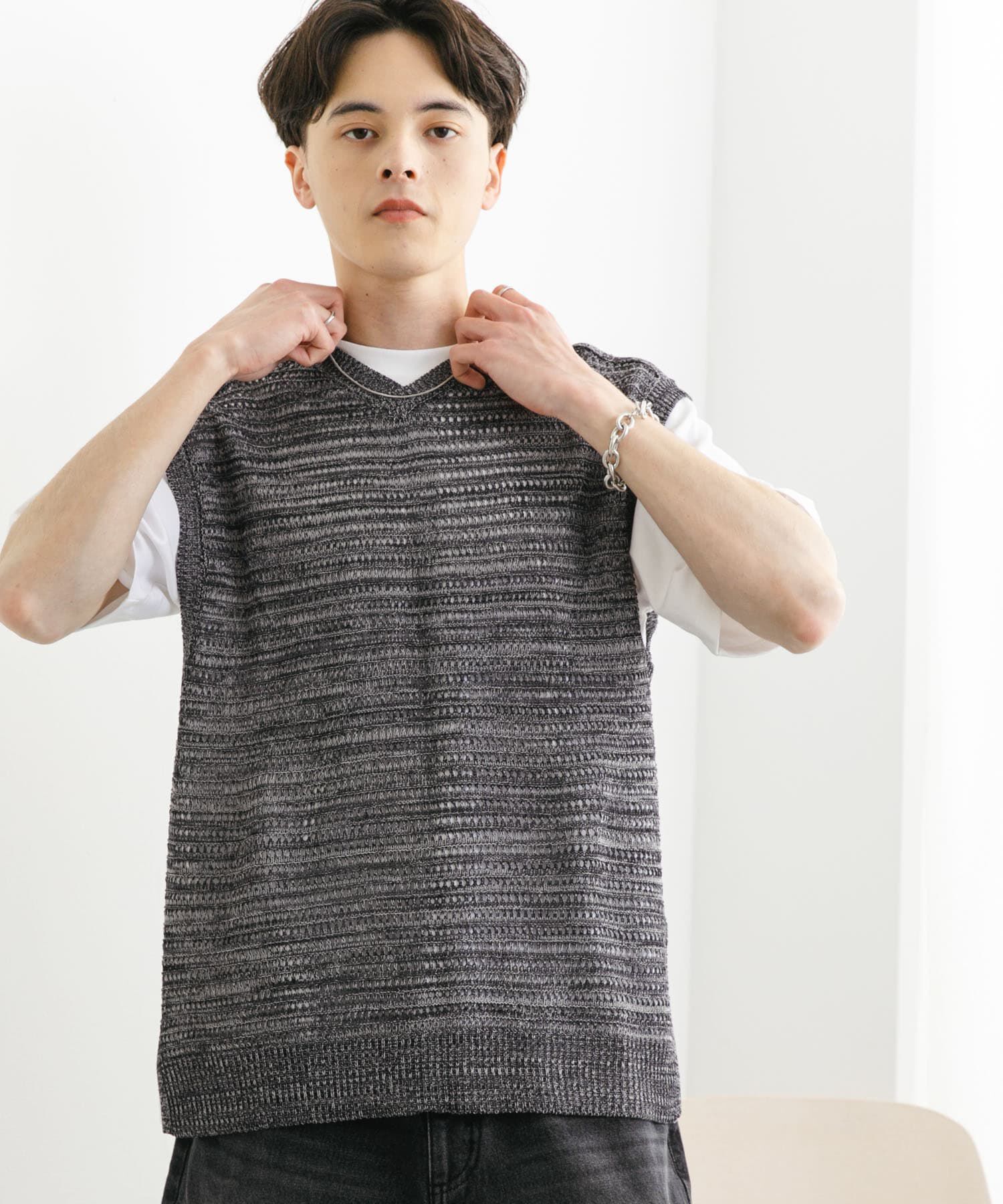 SENSE OF PLACE by URBAN RESEARCH「ミックスメランジVネックベスト」|ベスト・ジレ|