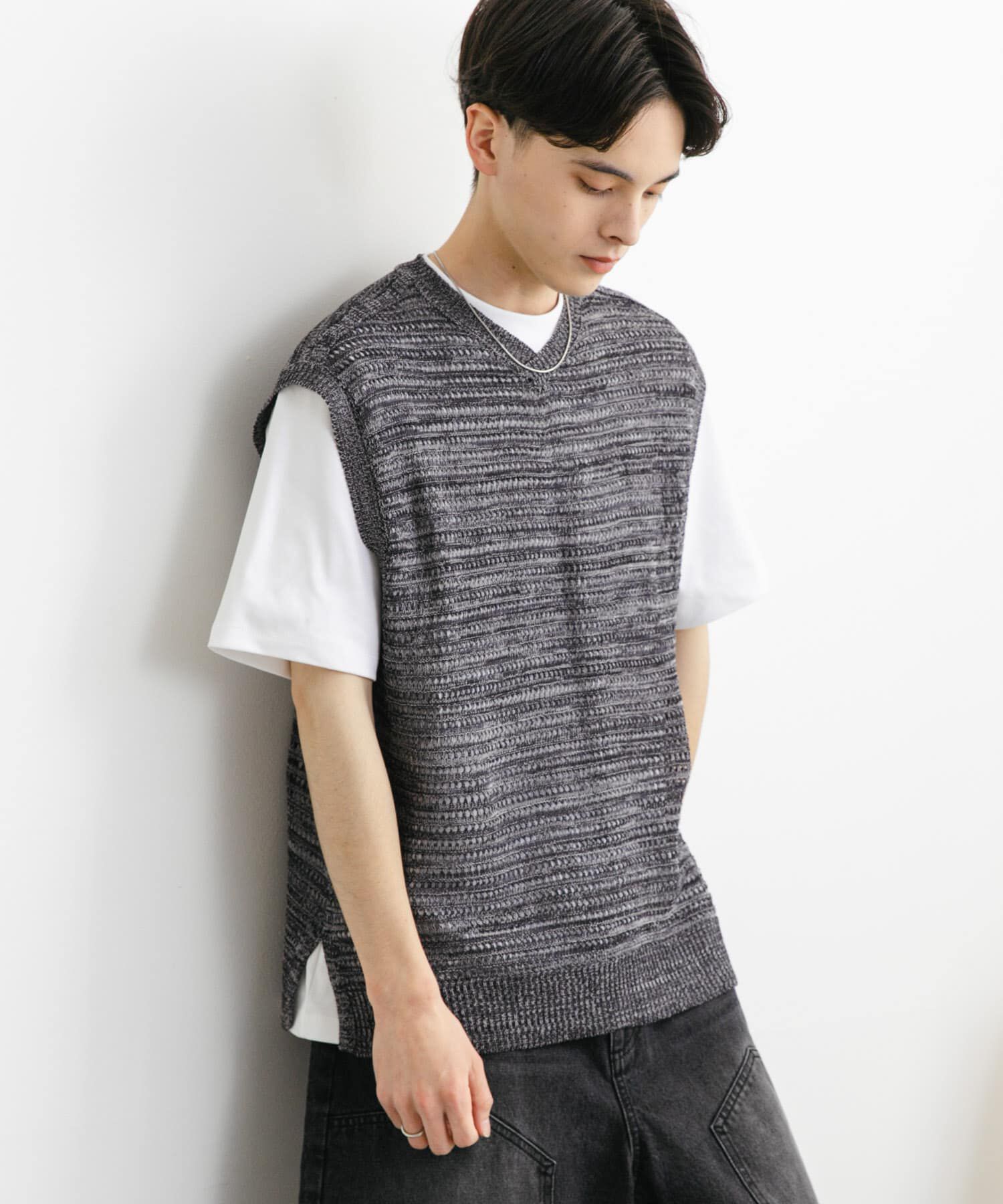 SENSE OF PLACE by URBAN RESEARCH「ミックスメランジVネックベスト」|ベスト・ジレ|