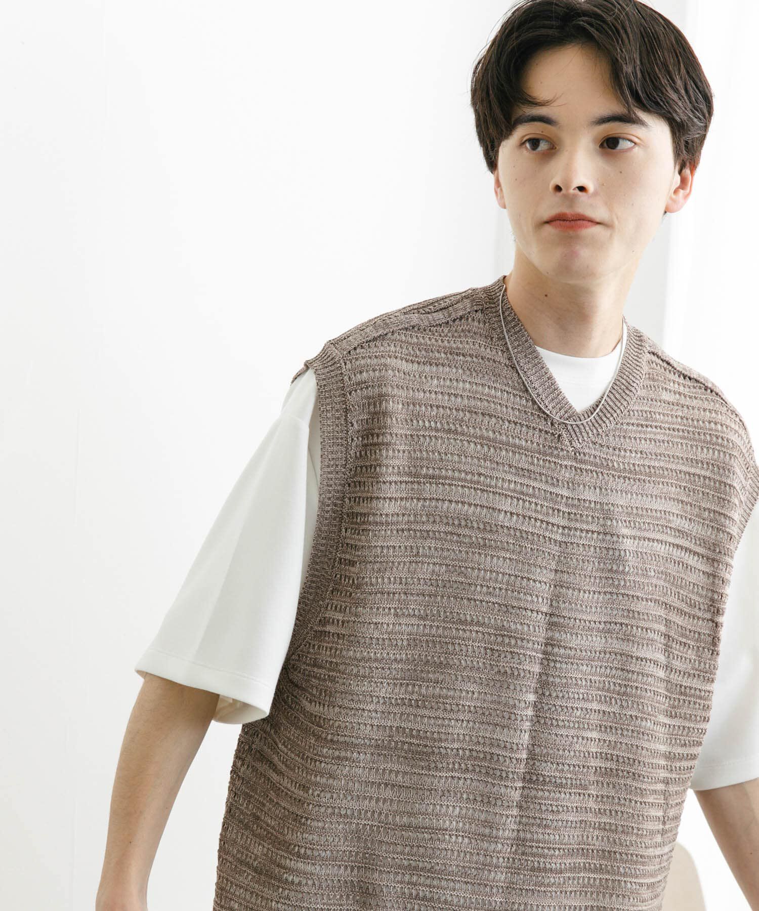 SENSE OF PLACE by URBAN RESEARCH「ミックスメランジVネックベスト」|ベスト・ジレ|ブラウン