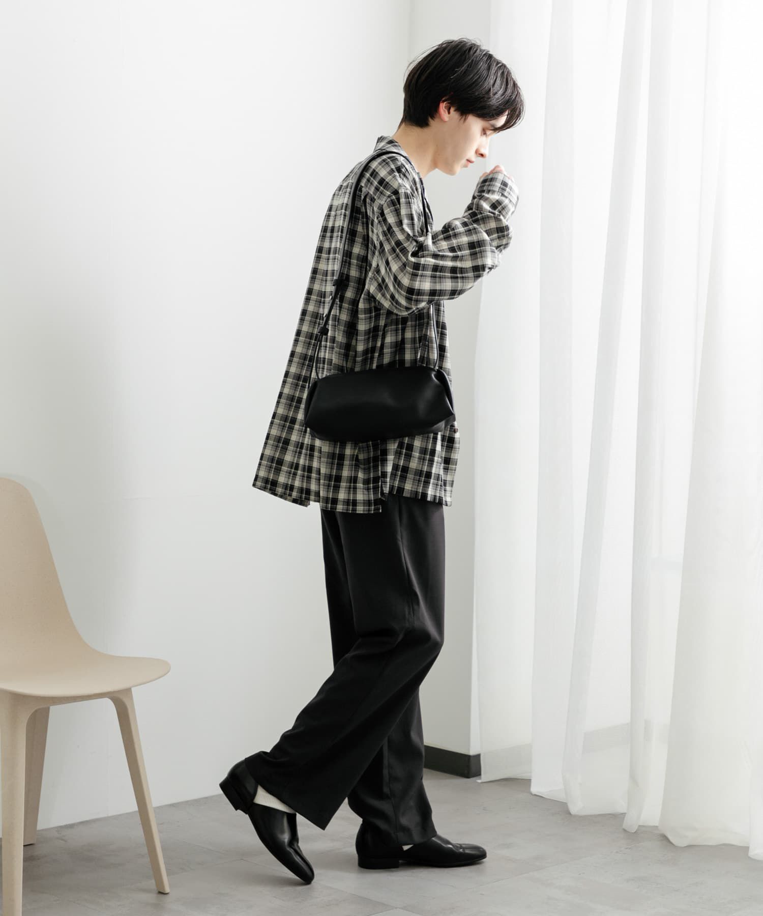 SENSE OF PLACE by URBAN RESEARCH「『ユニセックス』シアーチェックオープンカラーロングスリーブシャツ」|シャツ・ブラウス|