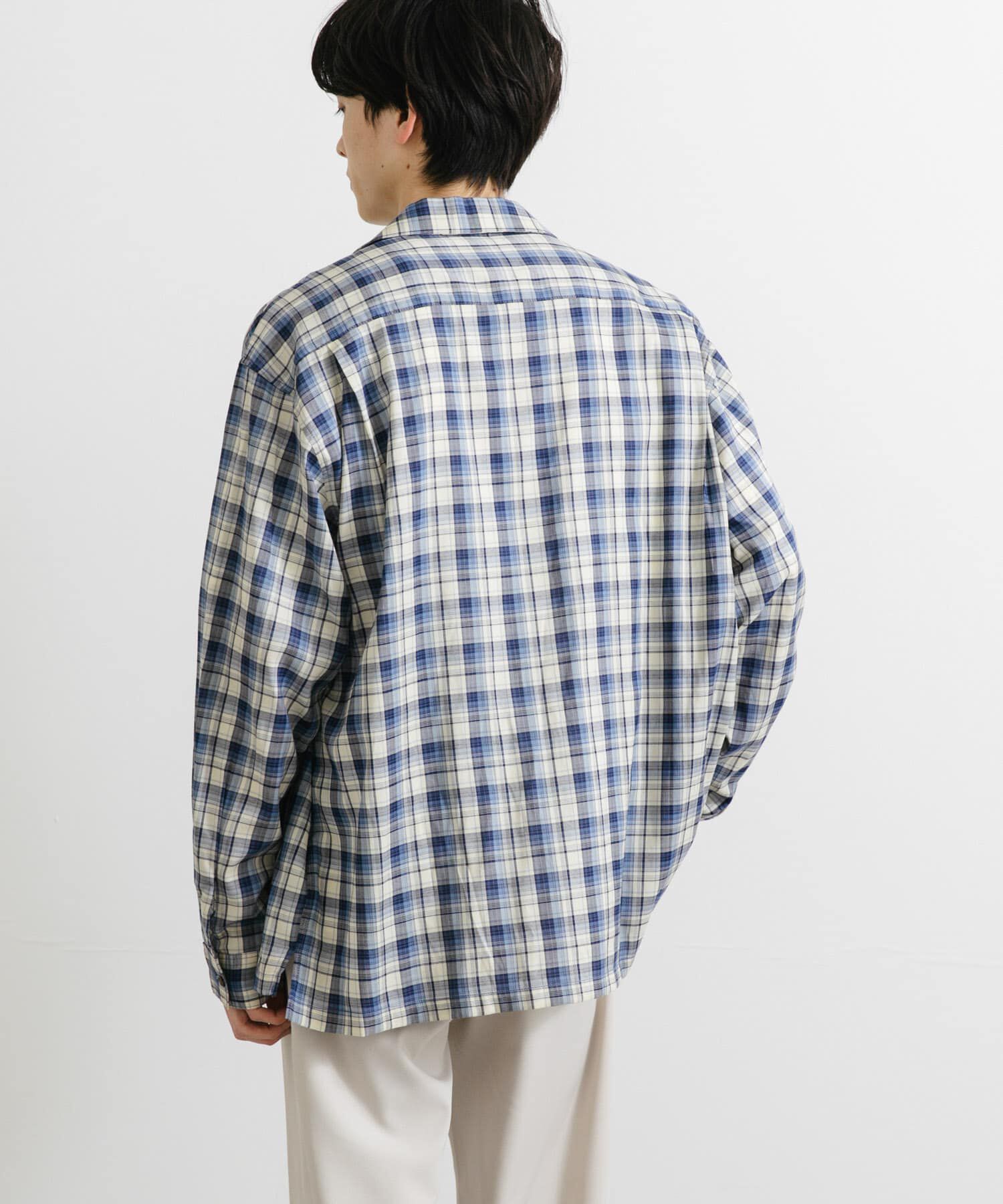 SENSE OF PLACE by URBAN RESEARCH「『ユニセックス』シアーチェックオープンカラーロングスリーブシャツ」|シャツ・ブラウス|