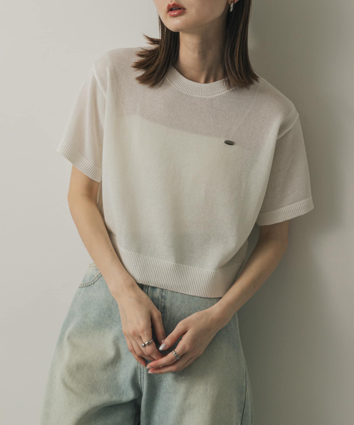 SENSE OF PLACE by URBAN RESEARCH「クルーネッククロップドセーター」|ニット・セーター|オフホワイト