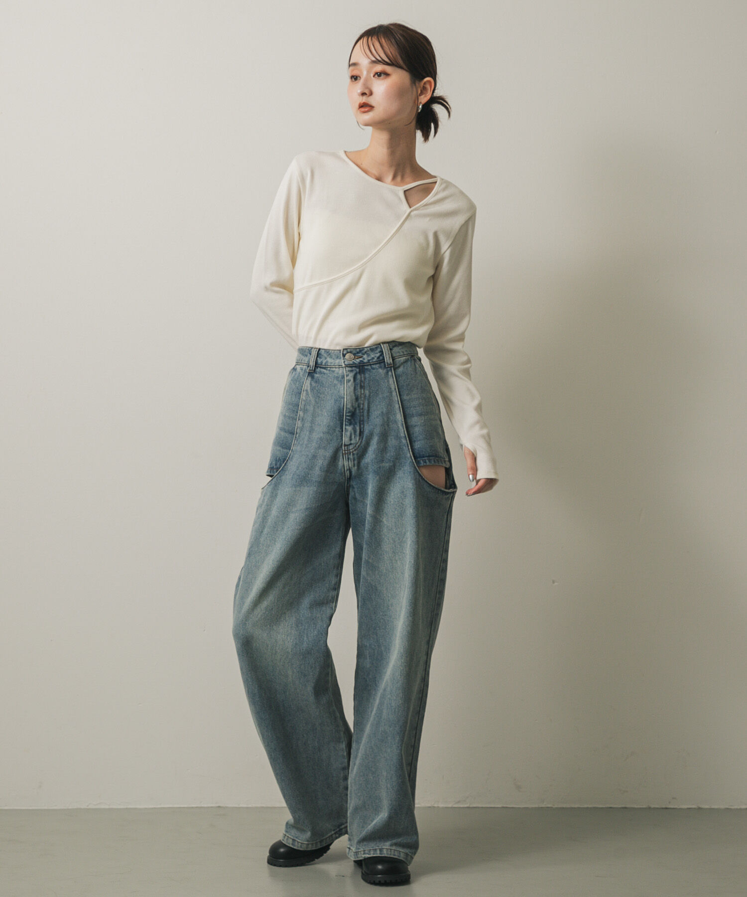 SENSE OF PLACE by URBAN RESEARCH「アシンメトリーリブコンパクトトップ」|Tシャツ・カットソー|