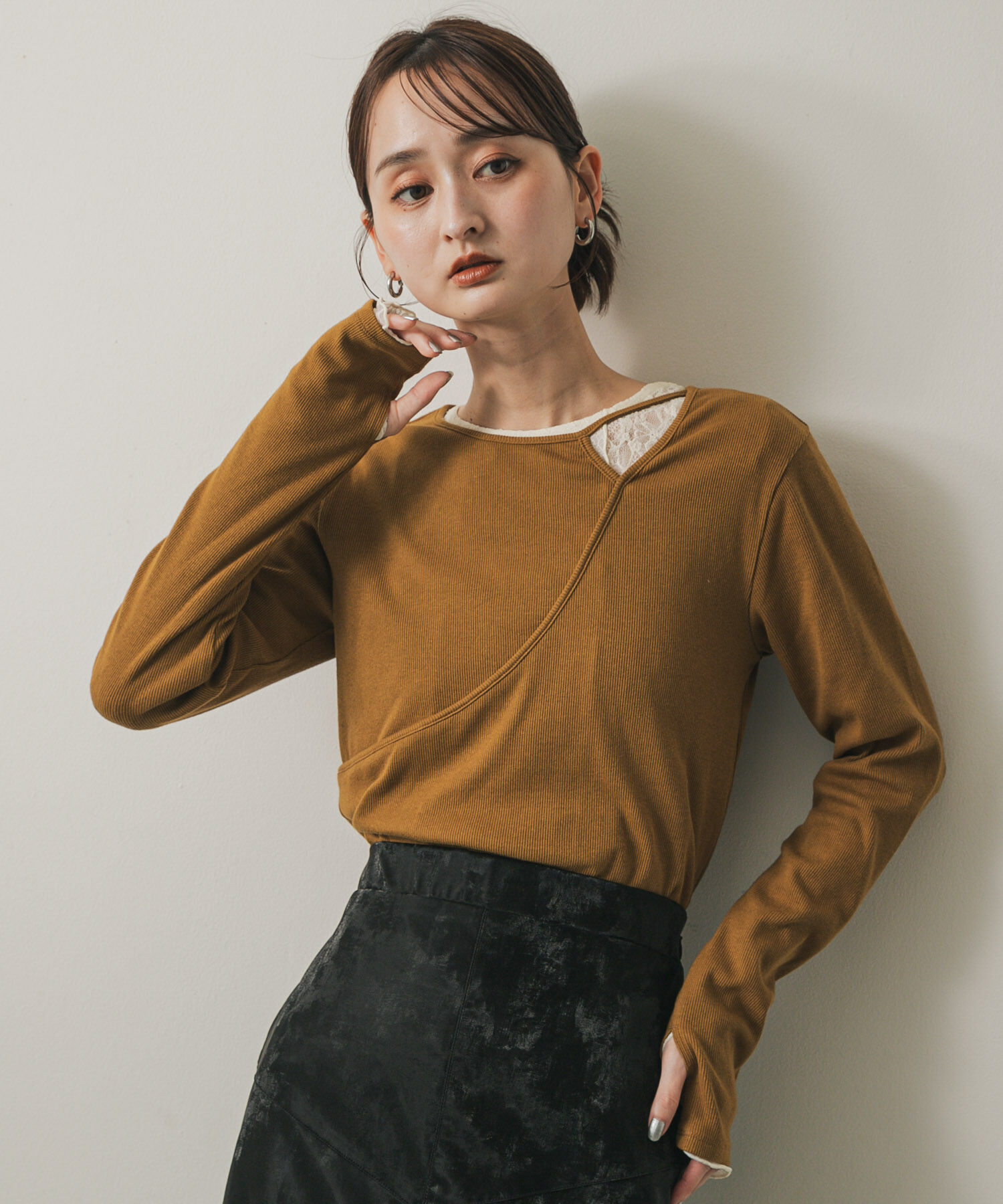 SENSE OF PLACE by URBAN RESEARCH「アシンメトリーリブコンパクトトップ」|Tシャツ・カットソー|