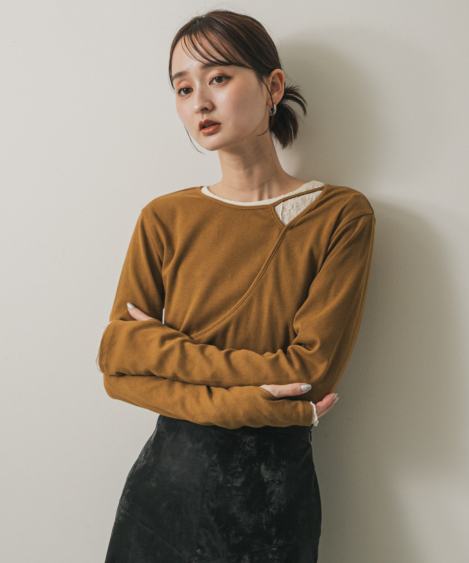 SENSE OF PLACE by URBAN RESEARCH「アシンメトリーリブコンパクトトップ」|Tシャツ・カットソー|