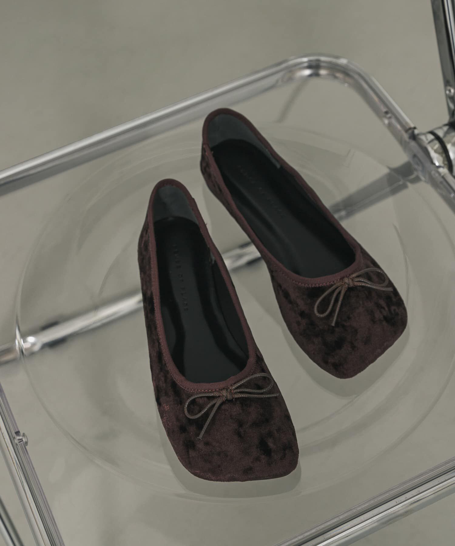 SENSE OF PLACE by URBAN RESEARCH「ベロアスクエアフラットシューズ」|バレエシューズ|ブラウン