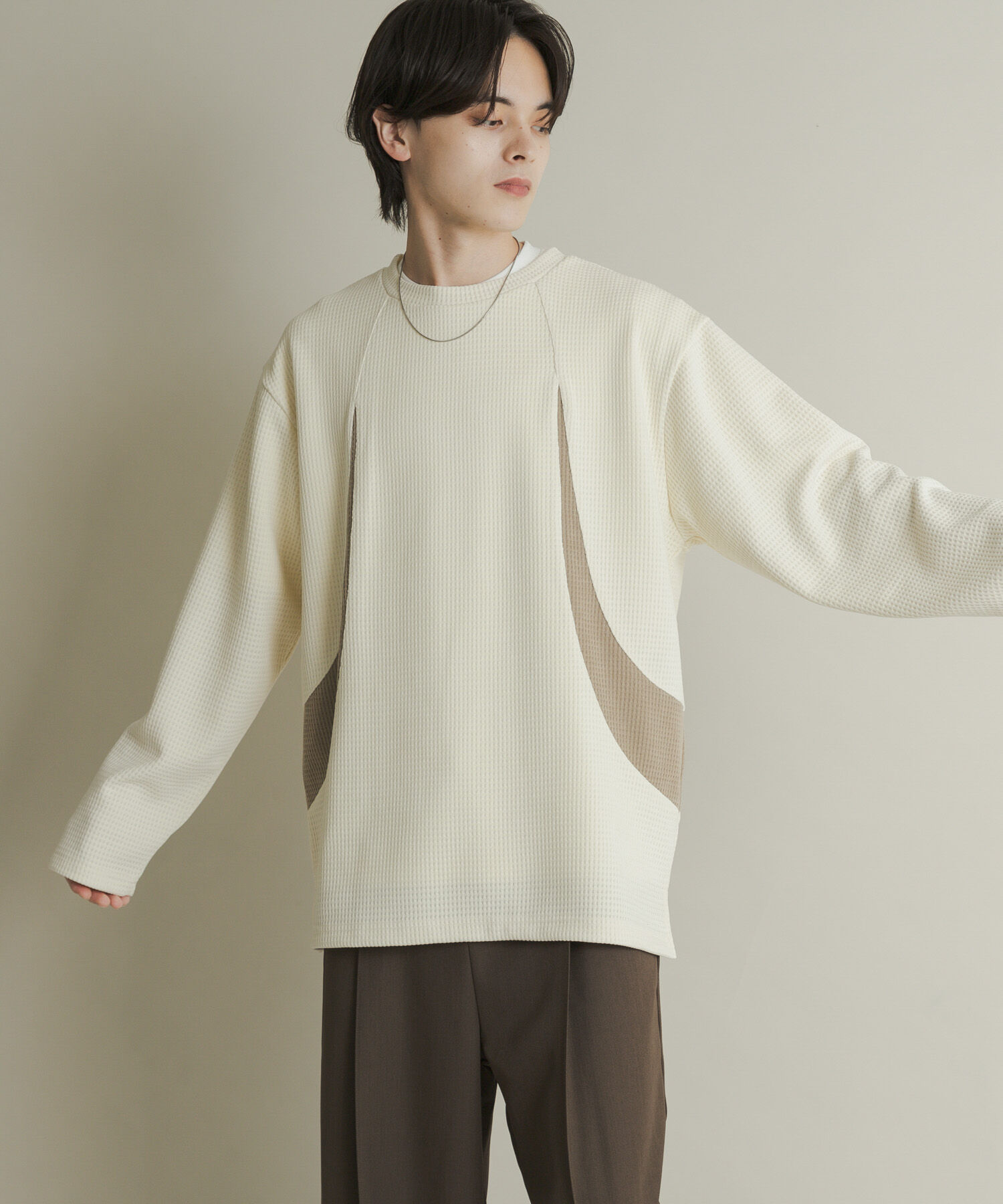 SENSE OF PLACE by URBAN RESEARCH「ヘビーサーマルパターンロングTシャツ」|Tシャツ・カットソー|アイボリー