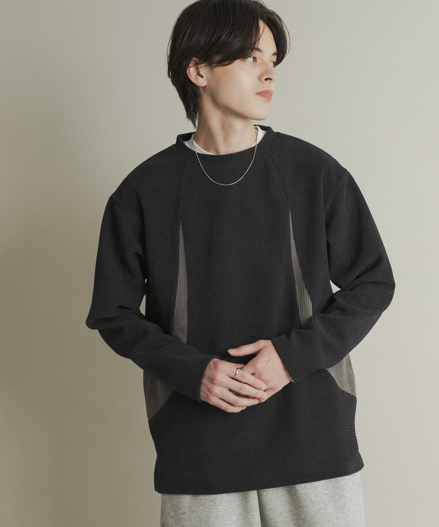 SENSE OF PLACE by URBAN RESEARCH「ヘビーサーマルパターンロングTシャツ」|Tシャツ・カットソー|ネイビー