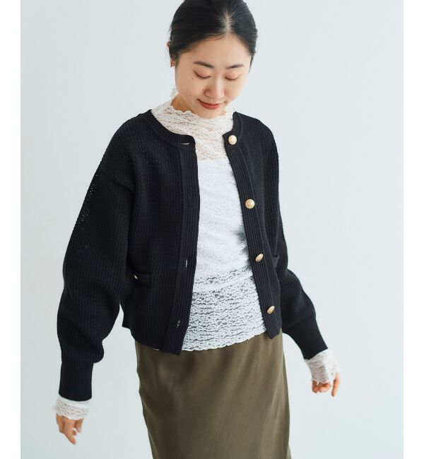 le.coeur blanc「《手洗い可能》柄アミニットカーディガン」|ニット・セーター|