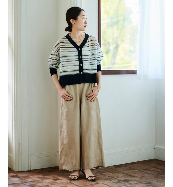 le.coeur blanc「《手洗い可能》マルチボーダーシアーカーディガン」|カーディガン|