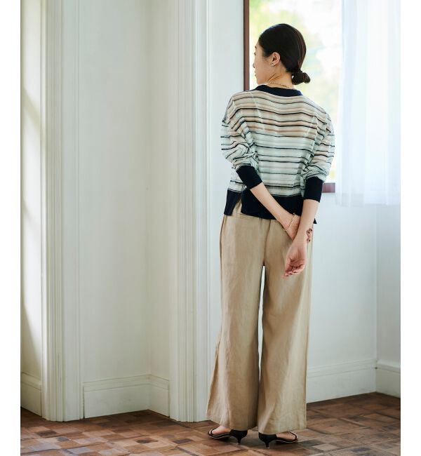 le.coeur blanc「《手洗い可能》マルチボーダーシアーカーディガン」|カーディガン|